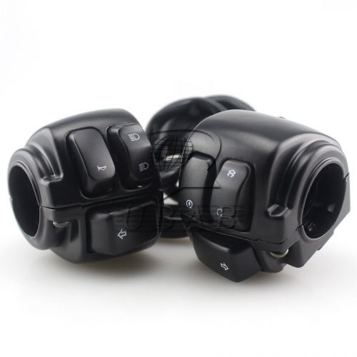 Black pair motorcycle 1" handlebar control switcher+wiring harness for harley