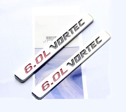 2x oem 6.0l vortec hood emblem decals silverado chevy 1500 2500 hd gmc new 1yu