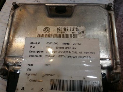 Volkswagen jetta engine brain box electronic control module; 2.8l, at, from vi