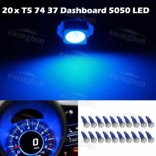20x car t5 5050 smd instrument gauge dashboard blue led bulbs light 37 73 74