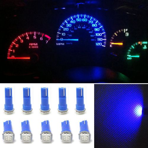 10x ultra blue t5 70 wedge 1-smd led gauge cluster lights instrument panel bulbs