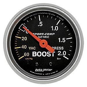 Auto meter 3303-m sport-comp series gauge 2&#034; boost/vacuum mechanical