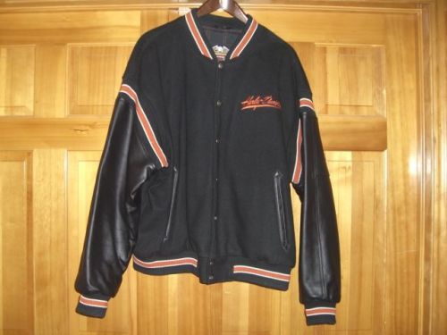 Men's vintage harley davidson motorcycle bomber style jacket wool/leather   xxl