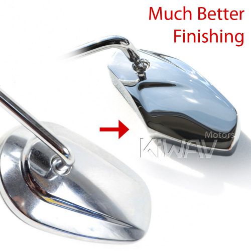 Stock look mirrors short stem chrome aluminum for harley breakout w/ ape bar