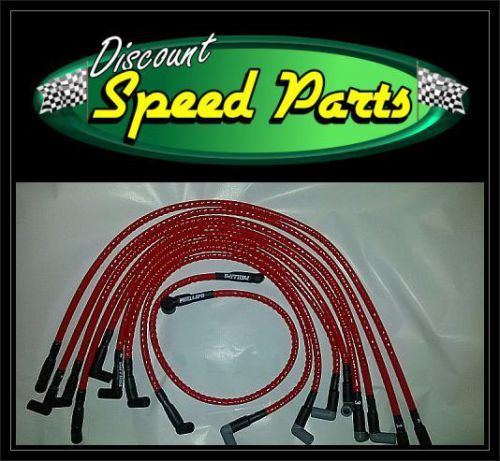 Phillips sbc hei 350 383 400 custom spiral spark plug racing wires shielded red