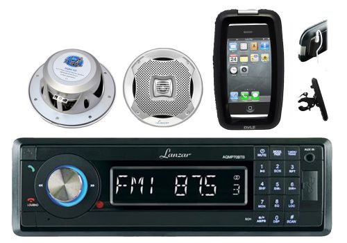 Aqmp70btb lanzar wireless usb marine radio+6.5&#034; speakers+iphone smartphone case