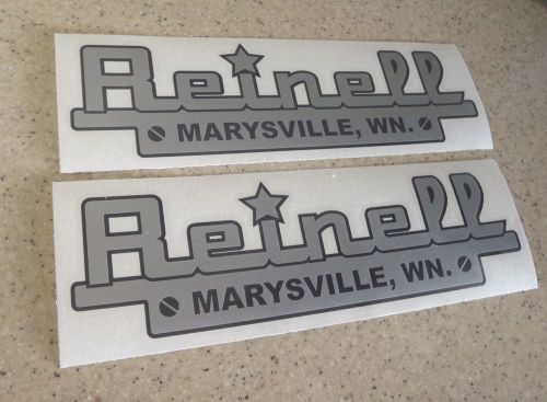 Reinell vintage boat decals die-cut 2-pk silver 12" free ship + free fish decal!