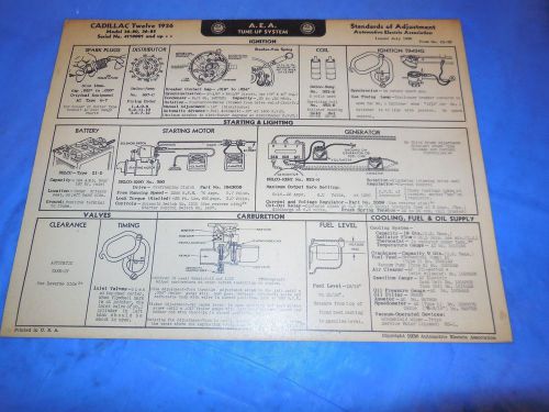 1936 cadillac &#034;12&#034; original a.e.a. tune-up system guide!!!!!