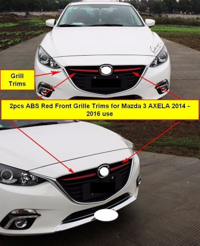 2pcs red grille grill cover trim fit for mazda 3 axela m3 4 door sedan 2014-16