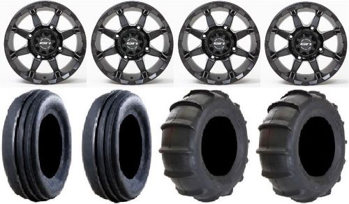 Sti hd6 14&#034; black utv wheels 28&#034; sand drifter tires honda pioneer 1000