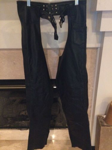 Motorcycle leather jumpsuit, chaps size xsmall- med women&#039;s black nwot