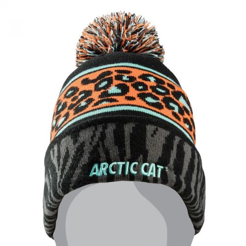 Arctic cat women&#039;s animal print knit 100% acrylic beanie - black - 5273-098
