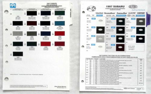 1997 subaru dupont and ppg   color paint chip charts all models original