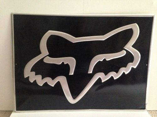 'fox head' fox racing aluminum banner sign 23.5" x 17"