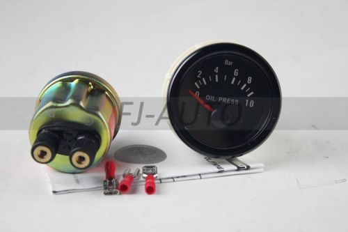 2&#034; 52mm 0-10 bar black oil pressure gauge  meter w/sensor universal