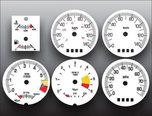 1984-1985 pontiac fiero metric kph kmh gt coupe dash cluster white face gauges