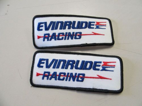 Evinrude racing patch pair (2) 5&#034; x 2&#034; black / blue / red / white marine boat