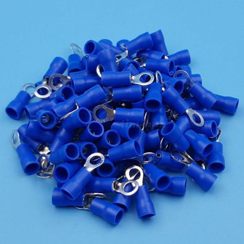 100x blue ring insulated crimp connector electrical wiring terminals 8mm hole tg