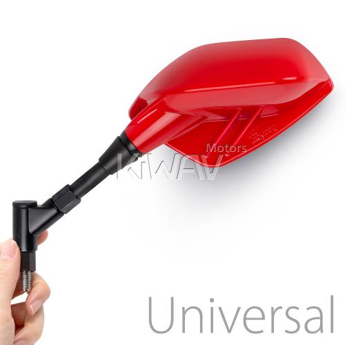 Pair mirror red big wider view fin style design for yamaha vstar vmax virago