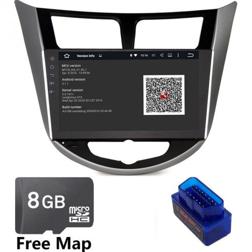 Car gps navi for hyundai solaris verna android 5.1 stereo video free obd &amp; map