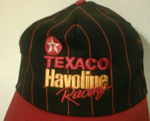 Texaco havoline racing cap baseball hat black with red pinstripes red visor 1989