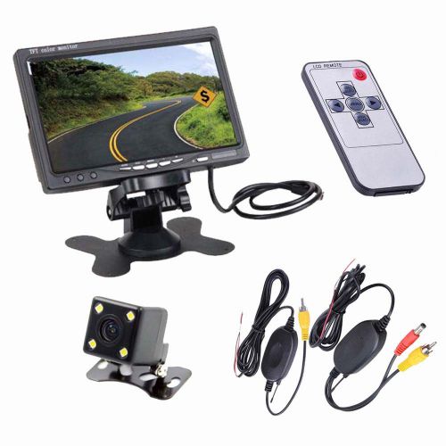 7&#034; tft lcd monitor+car wireless rear view back up camera kit ir led night vision