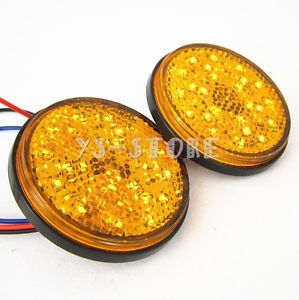 2 x led rectangle reflector tail brake marker light trailer truck rv yellow