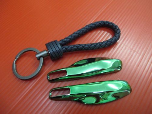 2p clgreen key remote fob cover case trim + bk pu key chain for porsche panamera