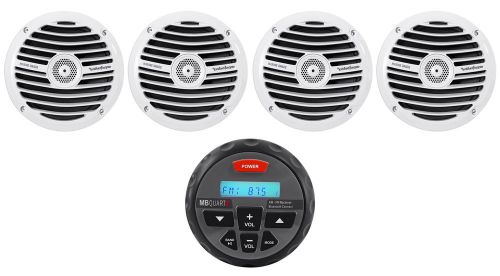 4 rockford fosgate prime rm1652 6.5&#034; 300w marine/boat speakers+mb quart receiver