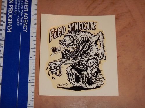 1960&#039;s rat fink ed roth  water slide decal ford syndicate  nos