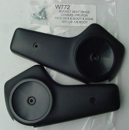 Mopar bucket seat hinge covers 72 73 74 cuda challenger black