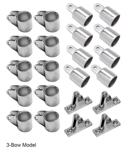 New komo 3 bow bimini top stainless steel hardware (22 pieces), fits 7/8&#034; tubing