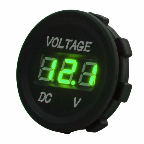 Dc 12v-24v green led digital voltage meter round panel voltmeter car boat marine