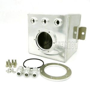 Aluminum 2l billet high flow fuel filter swirl surge pot tank assembly in sliver