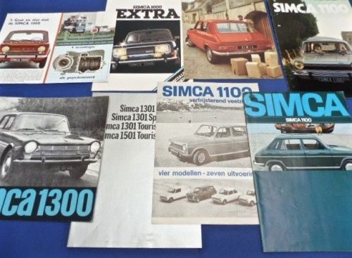 Lot 8 pcs. - simca 1000 1100  1300 1301 1501 catalogues brochure