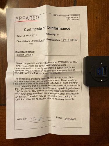 Avionics Appareo Stratus Power Pro USB charger P/N: 153510-000169, US $250.00, image 6