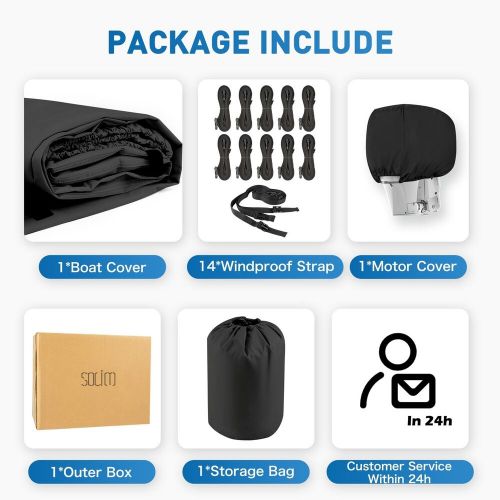 Waterproof 900D PU Boat Cover with Motor Cover, 20-22' Heavy Duty Marine Grad..., US $174.88, image 5