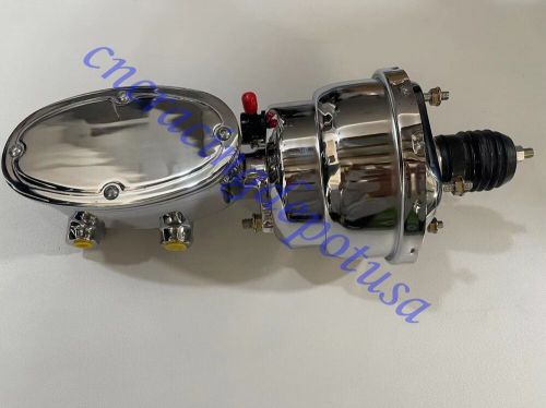 55-57 chevy gm car 8&#034; dual chrome brake booster oval master disc/disc valve kit