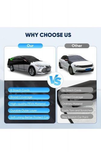 Half Car Cover Waterproof,Outdoor Windproof Front and Rear Windscreen Half Top, US $, image 4