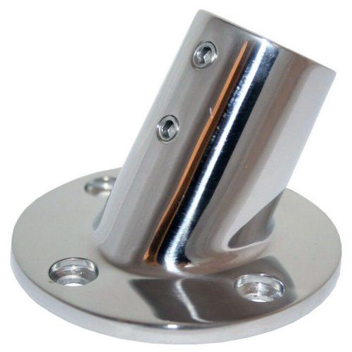 Whitecap 1&#034; o.d. 60 degree round base ss rail fitting