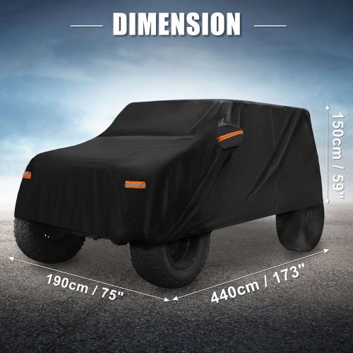 Waterproof aluminum film car cover for jeep wrangler jk2 07 -17 with zipper