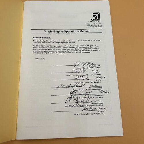 Cessna Small Engine Operations Manual Aviation Airplanes October 2003 Pamphlet, US $19.50, image 2