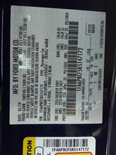 2018-2022 Ford MUSTANG Driver Left Roof Curtain Air Bag fits Coupe, US $300.00, image 10