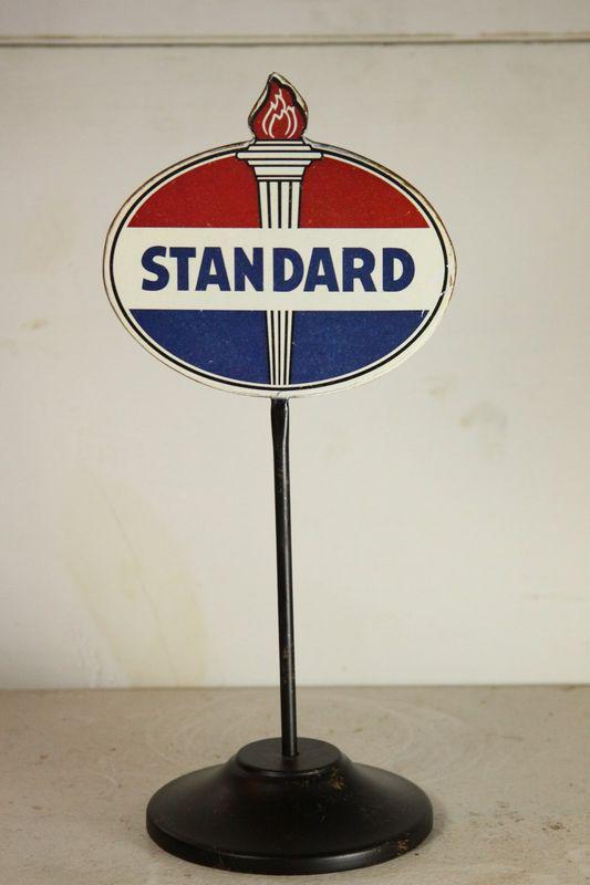 Standard oil new but vintage looking freestanding lolly pop metal sign