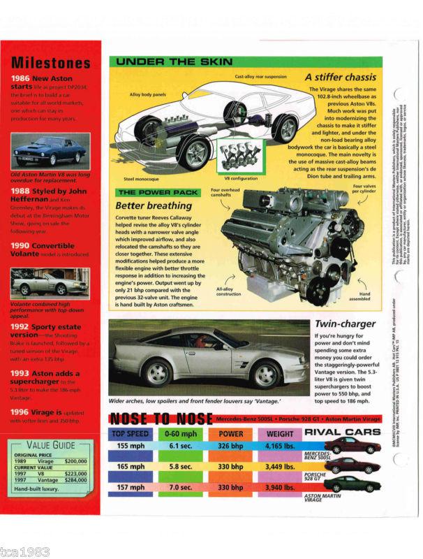 1990 / 1991 / 1992 ASTON MARTIN VIRAGE IMP Brochure, US $10.00, image 4