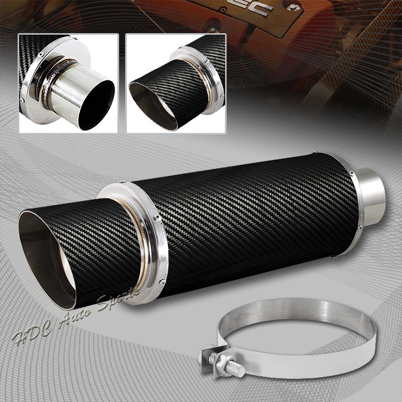 Universal 4" slant tip carbon fiber wrapped exhaust resonator muffler 3" inlet