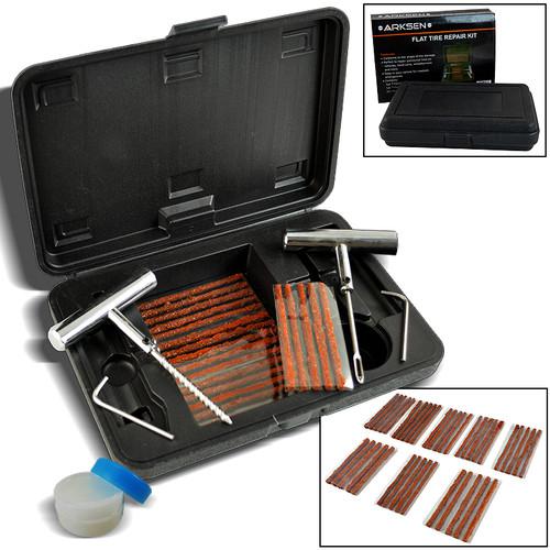 35 pc tire repair tool kit w/case plug patching tubeless tires insert spiral hex