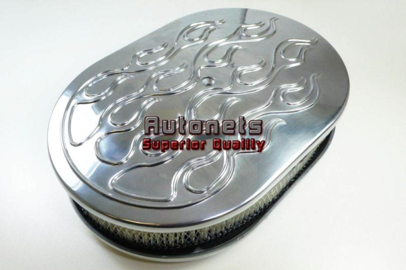 12" polished aluminum raised flame air cleaner universal fit