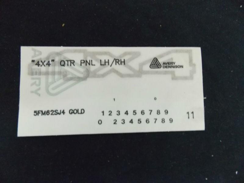NOS 5FM62SJ 1994 1995 1996 Jeep Cherokee Gold 4x4 quarter panel decal Badge, US $17.95, image 2