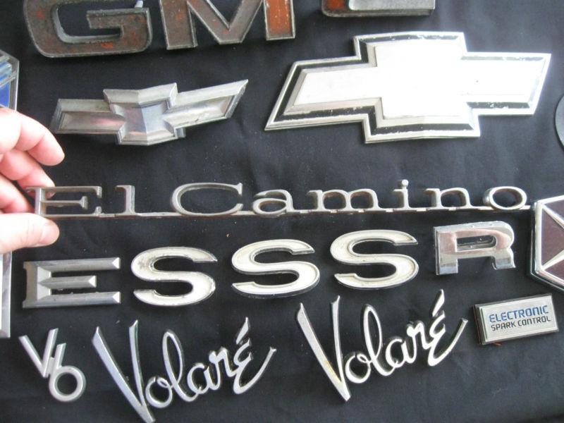 VINTAGE LOT-METAL CAR/TRUCK EMBLEM HOOD ORNAMENT OEM-EL CAMINO-CHEVY-VOLARE' , US $85.00, image 3